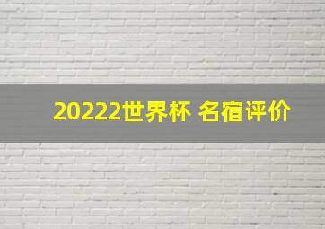 20222世界杯 名宿评价